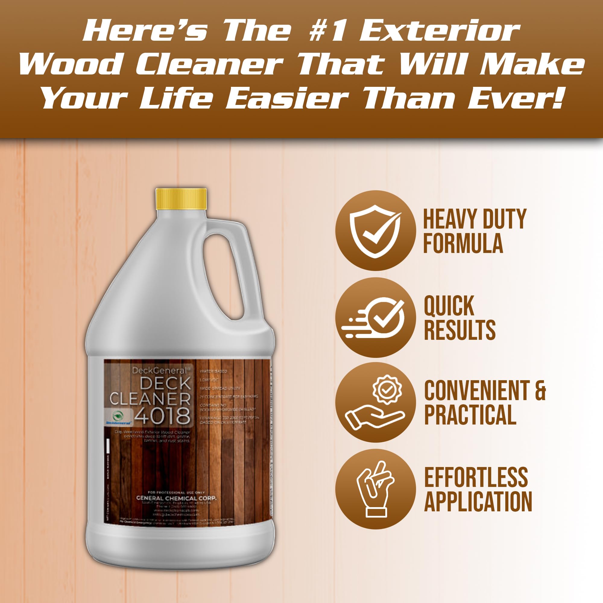 DeckGeneral Heavy Duty Deck Cleaner 4018 - Eco-Friendly Wood Deck Cleaner, fence cleaner, outdoor furniture cleaner, composite cleaner, for wood- 1