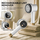Smyeviva Rechargeable Fabric Shaver for Clothes: 6-Leaf Blades & 3 Speeds to Remove Pilling, Fuzz & Lint Balls - with LED Display, Portable Electric