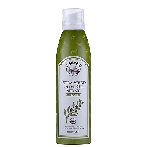 La Tourangelle, Organic Extra Virgin Olive Oil Spray, Cold-Pressed, All-Natural, Artisanal, Great for Cooking, Sauteing, Grilling, 5 Fl Oz