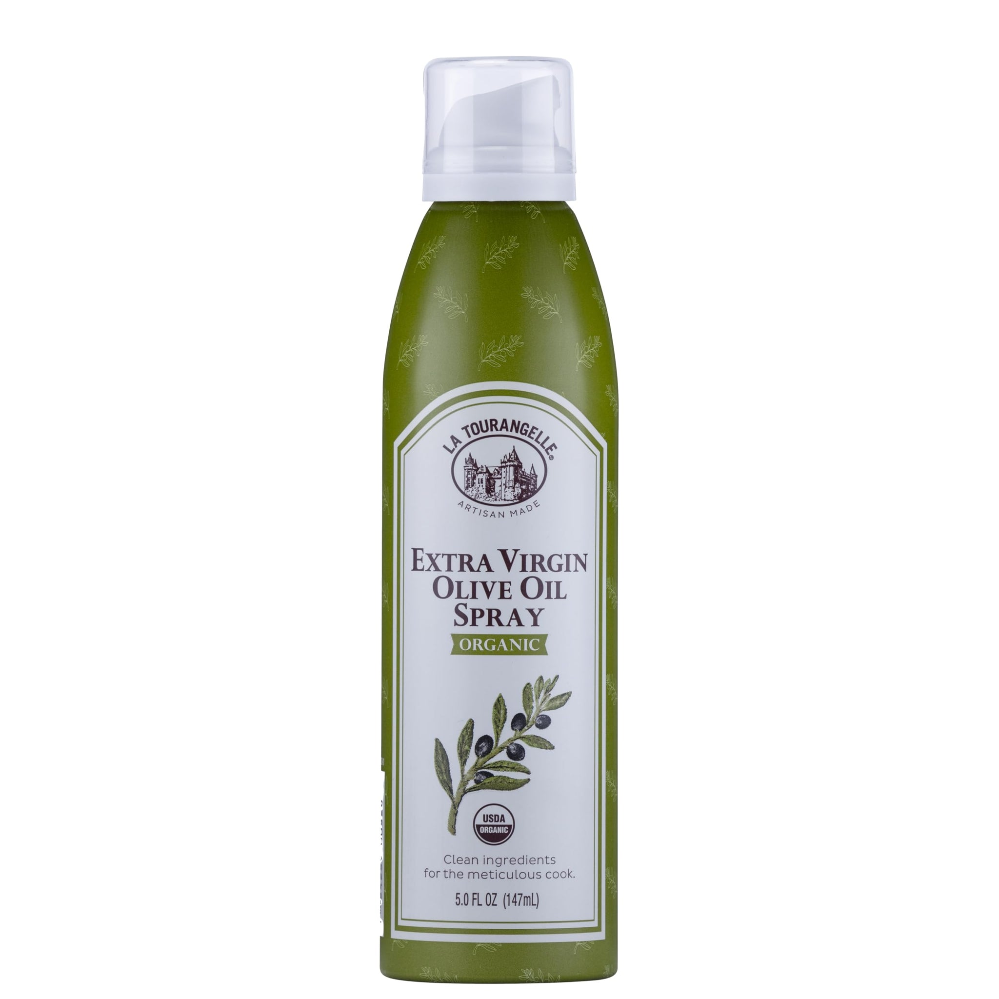 La Tourangelle, Organic Extra Virgin Olive Oil Spray, Cold-Pressed, All-Natural, Artisanal, Great for Cooking, Sauteing, Grilling, 5 Fl Oz