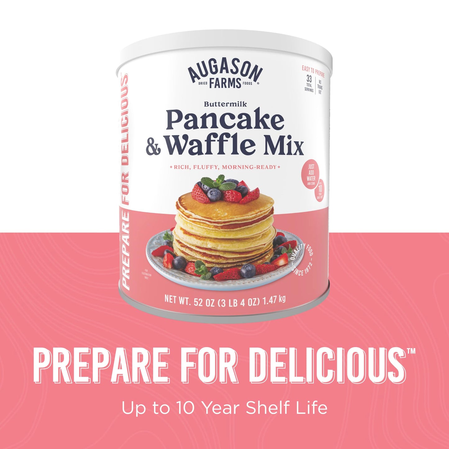 Buttermilk Pancake and Waffle Mix Can Emergency Food Supply, 33 Servings, 10 Year Shelf Life - Waffle and Pancake Mix Just Add Water, Instant