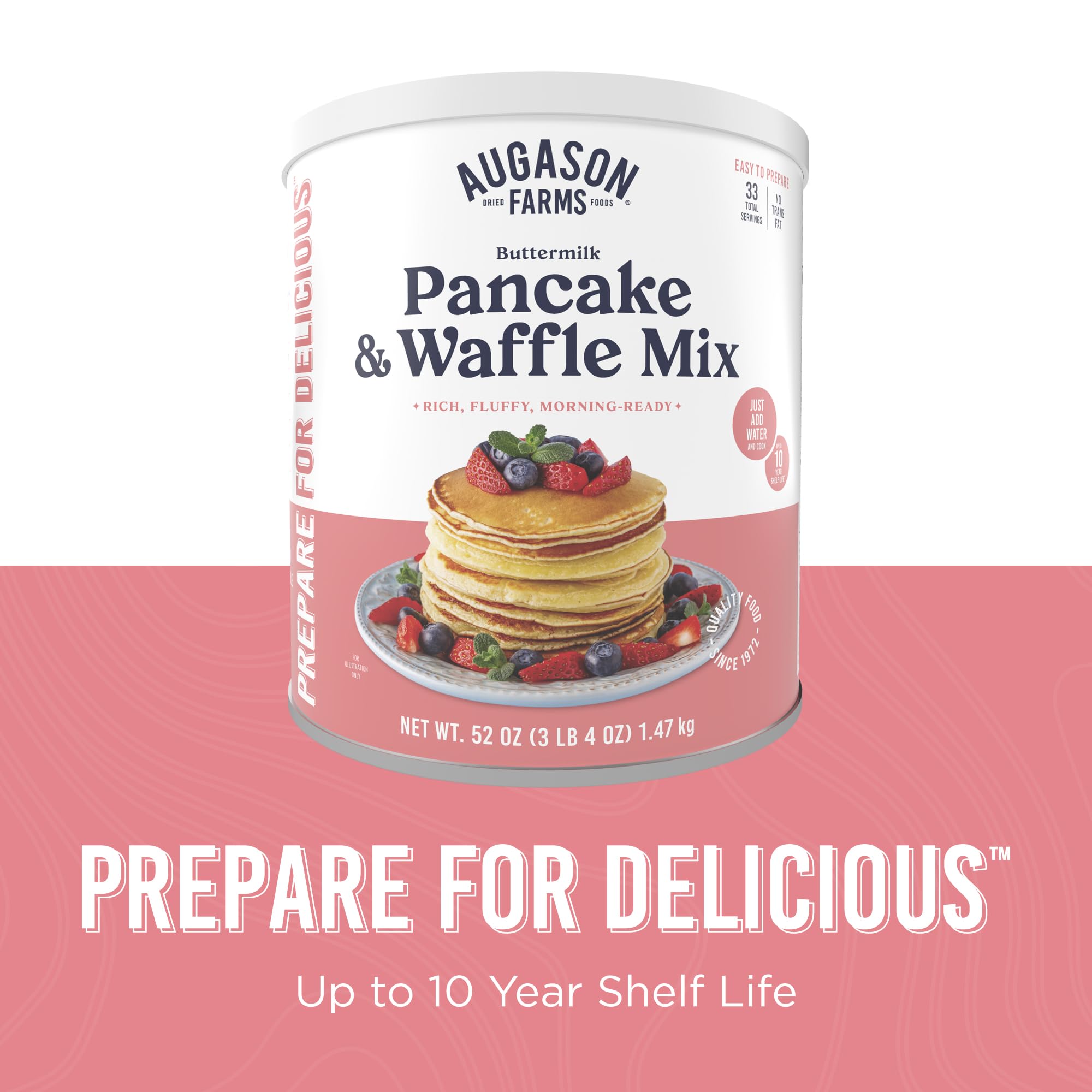 Buttermilk Pancake and Waffle Mix Can Emergency Food Supply, 33 Servings, 10 Year Shelf Life - Waffle and Pancake Mix Just Add Water, Instant