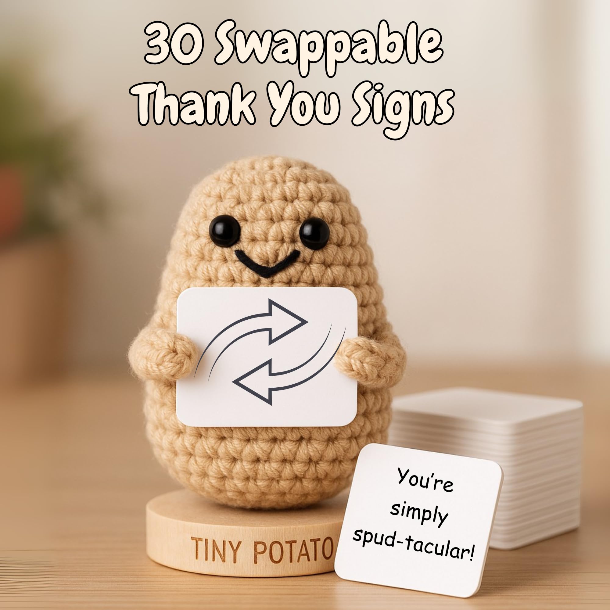 Thank You Gift - Tiny Potato with 30 Appreciation Signs - Funny Gratitude Gift for Women Men Coworker Doctor Nurse Teacher Boss Manager - Employees