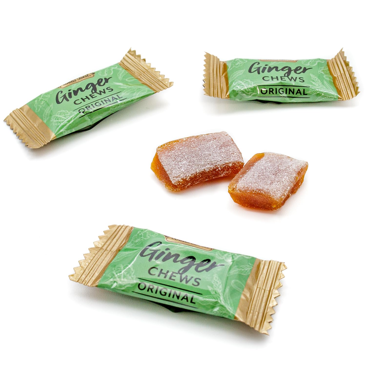 Ginger Candy Chews for Nausea Relief 1 lb - 100% Natural Original Flavor, Individually Wrapped, Bulk