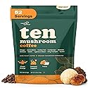 Ten Mushroom Coffee- Instant Dark Roast Coffee with 10 Organic Functional Mushrooms (Lion’s Mane, Chaga, Cordyceps, Reishi & More)- Mushroom Coffee