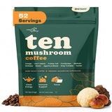 Ten Mushroom Coffee- Instant Dark Roast Coffee with 10 Organic Functional Mushrooms (Lion’s Mane, Chaga, Cordyceps, Reishi & More)- Mushroom Coffee