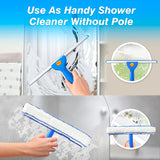 ARTIPOLY Squeegee for Window Cleaning, 14" Extra-Large Squeegee & Microfiber Scrubber Combi with 60" Stainless Steel Pole, Window Cleaning Kit