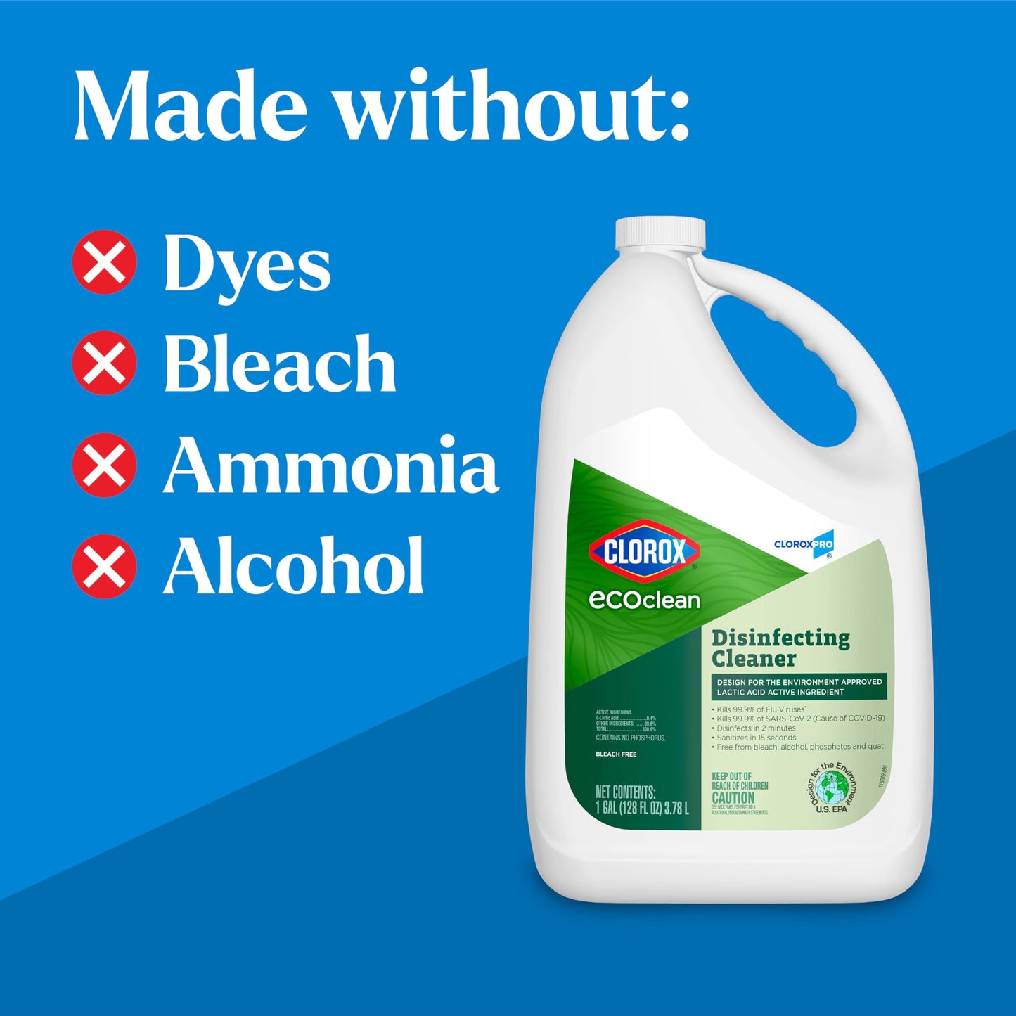 Clorox CloroxPro EcoClean Disinfecting Cleaner Refill, 128 Fluid Ounces