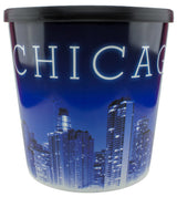 Signature Popcorn - Gourmet 1-Gallon Blue Chicago Skyline Reusable Plastic Bucket - Cheddar Cheese Popcorn - Holiday, Party & Corporate Gift