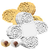 FELTECHELECTR 100pcs Flower Edge Truffle Wrappers for Wedding Party Chocolate Cup Liners Safe Paper Dessert Wraps