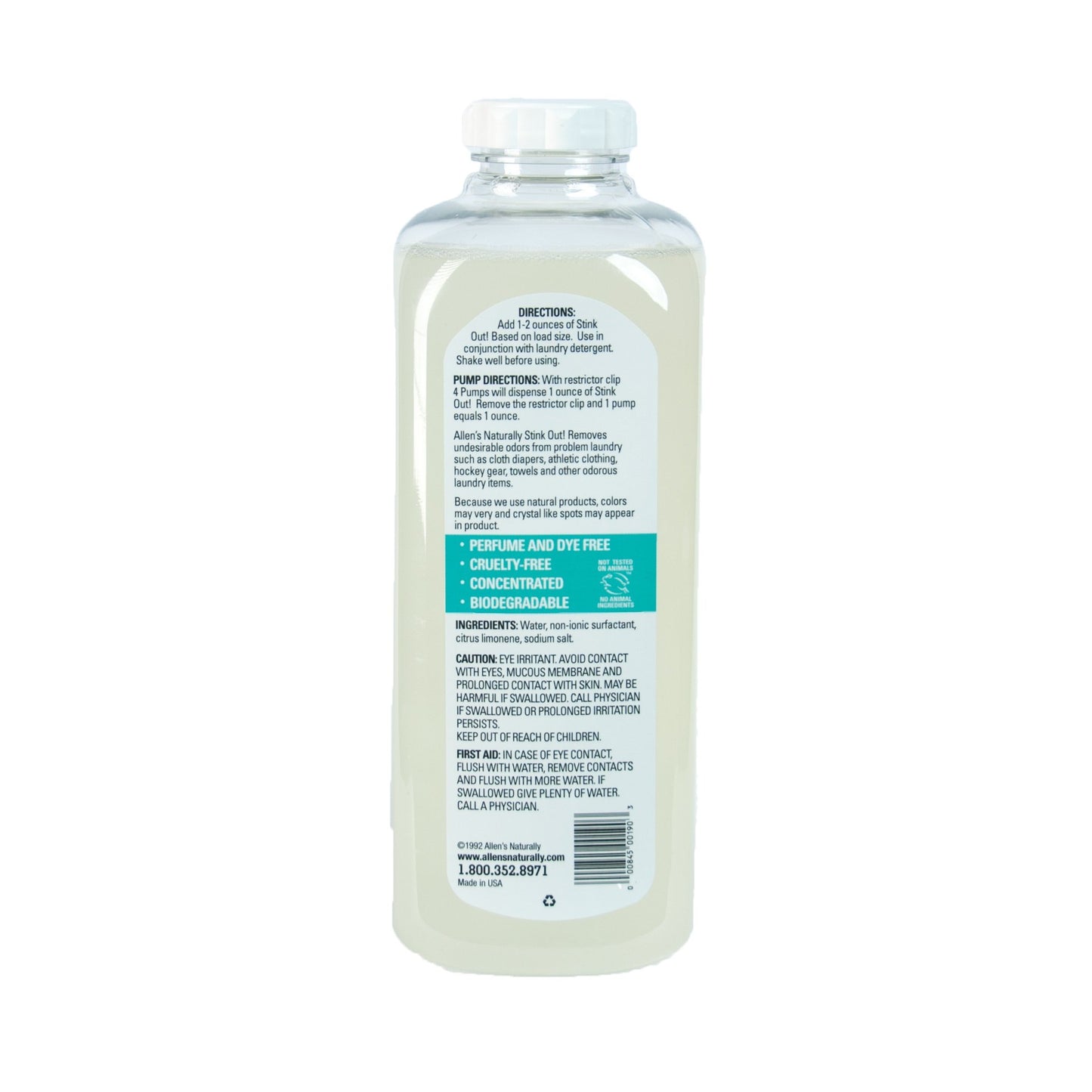Allens Naturally Liquid Soap Laundry Detergent 1 Gallon/ 128 fl oz/ 3.78 Liters + Stink Out 1 quart/ 32 fl oz./ 946 ml + Dispensing Pump