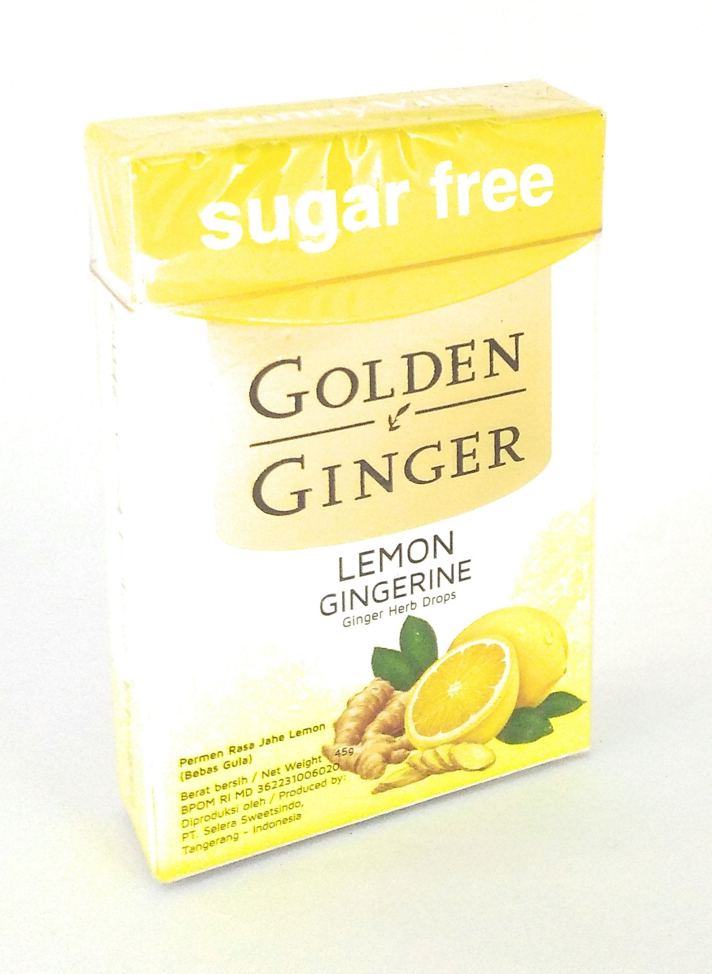 Golden Ginger Herb Drops Lemon Gingerine (sugar free), 45 Gram (Pack of 4)