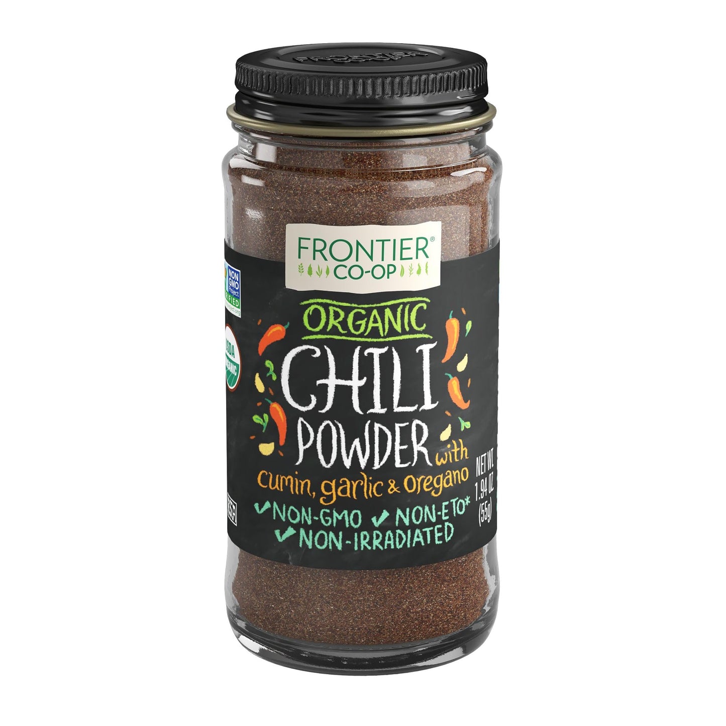 Frontier Co-op Organic Chili Powder, 1.94 oz - For Mexican, Tex-Mex, and Indian Dishes