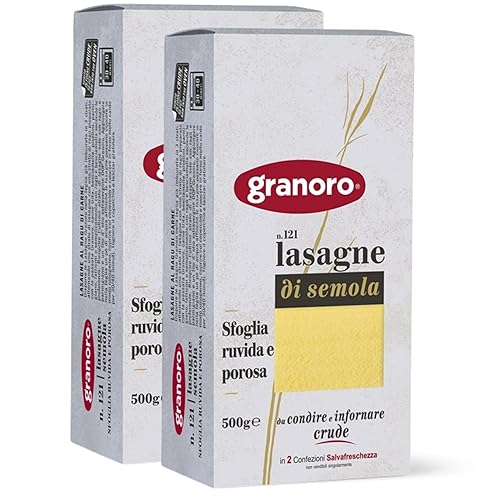 Granoro Lasagne Oven Ready Pasta Sheets #121 - Authentic Italian Durum Wheat Semolina pasta for Baking, 17.6oz Bags (Pack of 2)