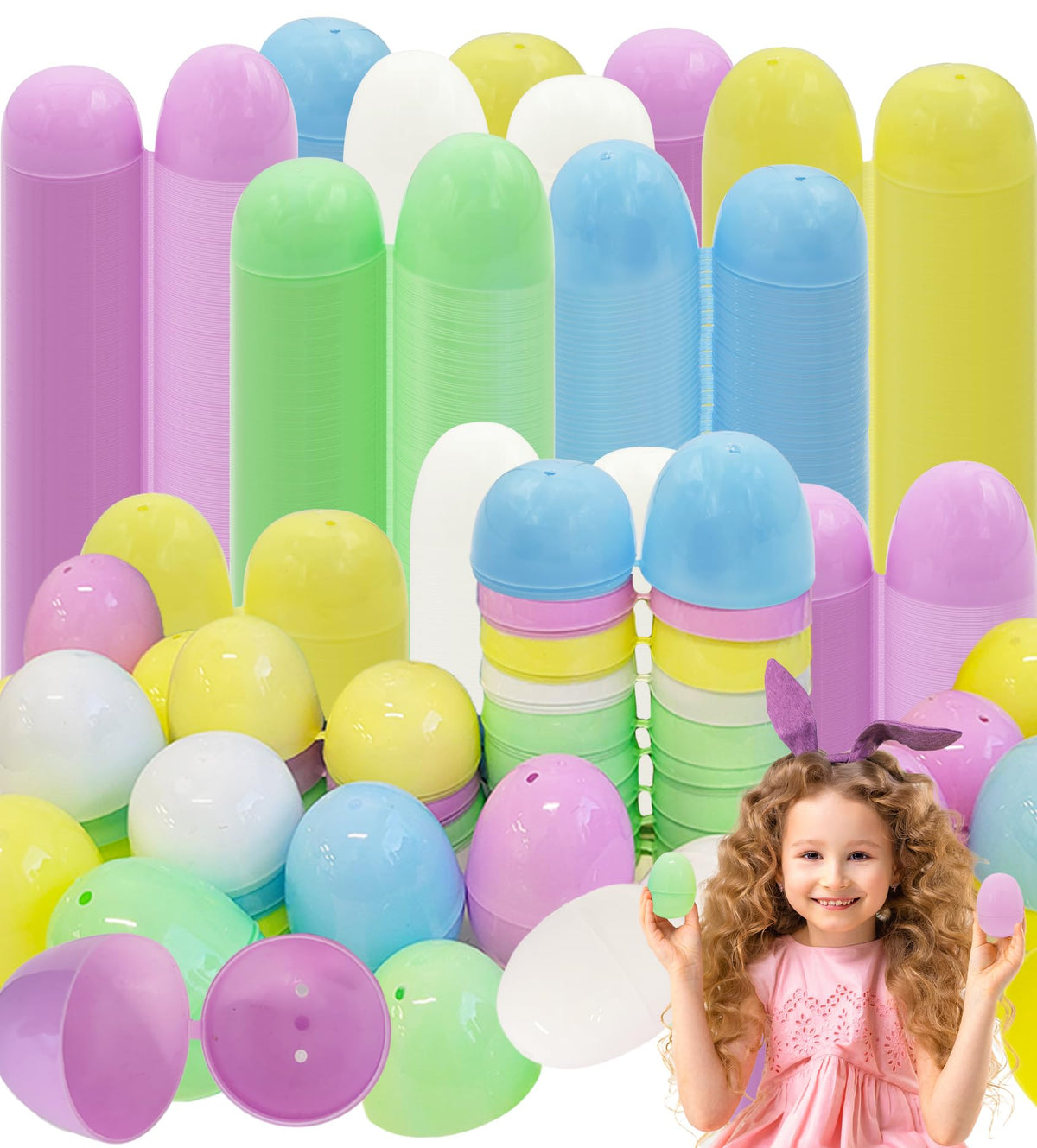 The Dreidel Company Fillable Easter Eggs 100-Pack, Pastel Colorful Bright Plastic Easter Eggs with Hinge, Perfect for Easter Egg Hunt, Surprise Egg
