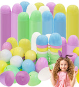The Dreidel Company Fillable Easter Eggs 100-Pack, Pastel Colorful Bright Plastic Easter Eggs with Hinge, Perfect for Easter Egg Hunt, Surprise Egg