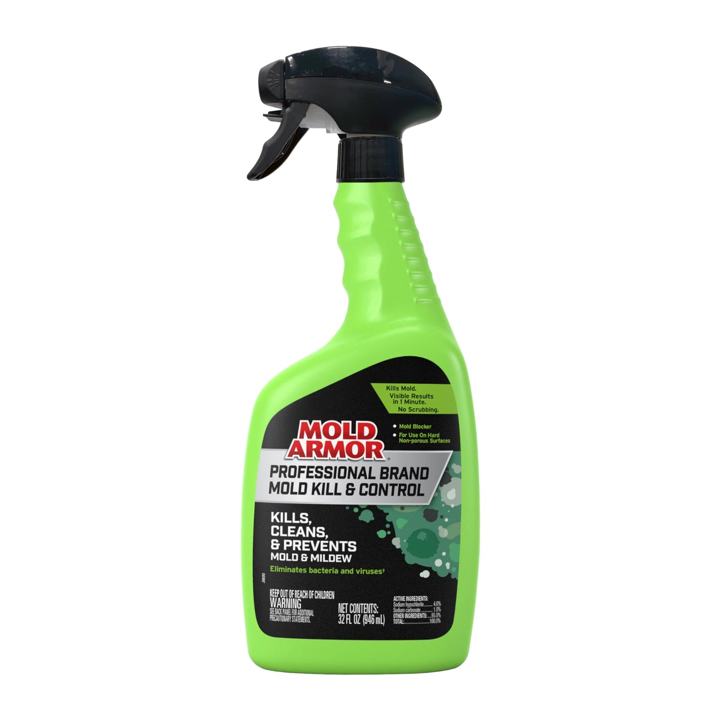 MOLD ARMOR Professional Brand Mold Kill & Control Spray, 32 oz., Hard Surface Mold and Mildew Remover, Visible Results in Minutes, Eliminates Bacteria