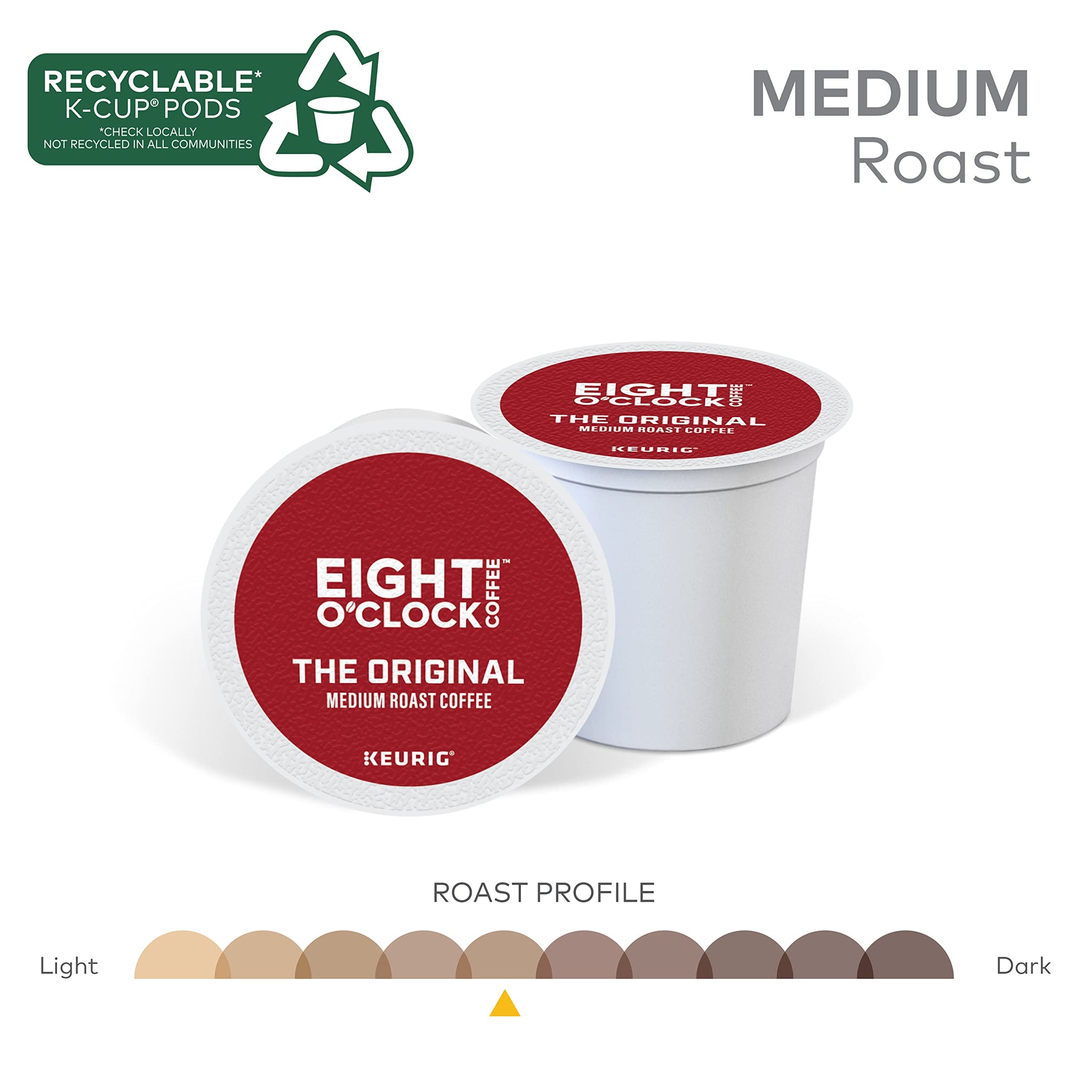 Eight O Clock, The Original, Single-Serve Keurig K-Cup Pods, Medium Roast Coffee, 192 Count (8 Boxes of 24 Pods)