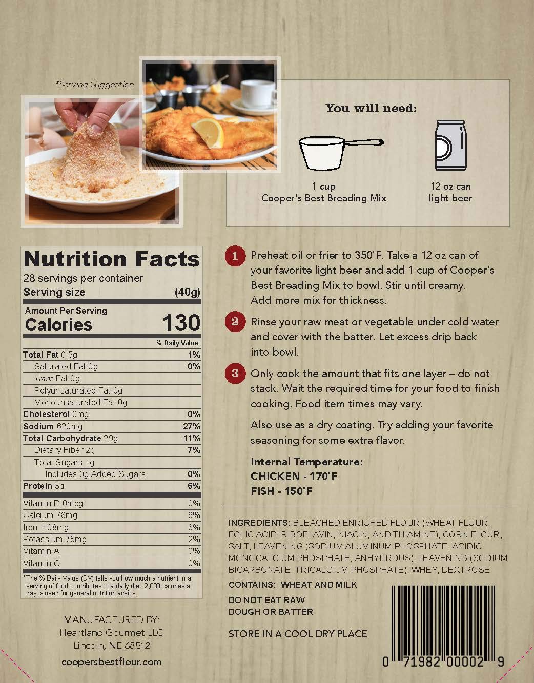Cooper’s Best Breading Mix (2.5 LB Bag) - Based On Original 1876 Recipe - An Old Favorite Perfect for Any Time - Premium Milled Flour - Made in the USA - 28 Servings