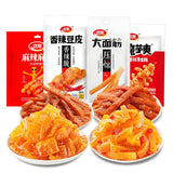 Chinese Spicy Snack Variety Pack, 4 Flavors - soybean skin, Gluten Strips, Konjac Jelly, Spicy Bars, Non-Fried, 60g-80g Bags