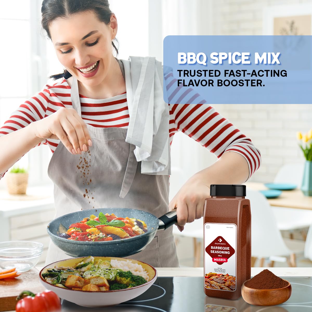 Dependable Food BBQ Spice Mix - 18 oz. Resealable Pouch - Non-GMO, Kosher - Perfect Blend for Grilling, Smoking, and Roasting