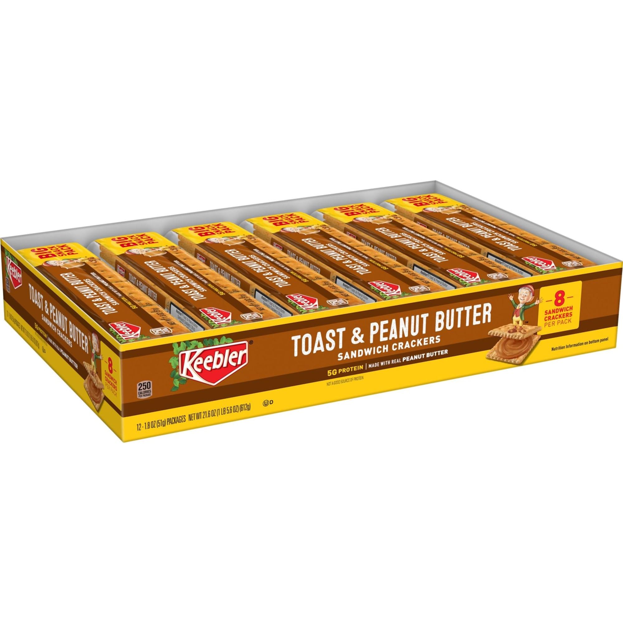 Keebler Toasty Crackers Peanut Butter (Pack of 12), 1.8 oz., Assorted