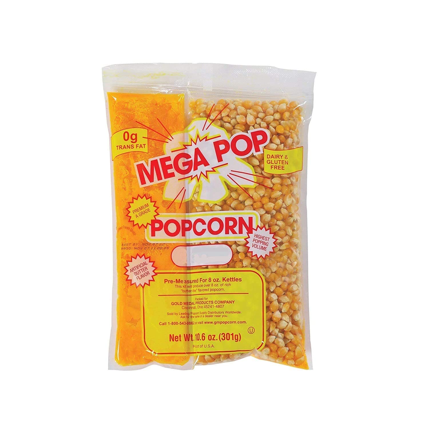 BeeQ BOX - (Pack of 24) Mega Pop Popcorn, Oil and Salt Kits - 10.5 oz