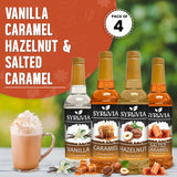 Syruvia Coffee Syrup Variety Pack Vanilla, Caramel, Hazelnut & Salted Caramel Kosher, 25.4 fl oz bottles - Elevate Your Coffee Experience!