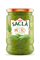 SACLA Vegan Basil Pesto alla Genovese | Dairy-Free Pesto Sauce made from Fresh Italian Basil & Cashews | 6.7 oz Glass Jar | Non-GMO, Plant-Based |