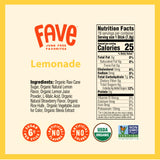 FAVE USDA Organic Lemonade Drink Mix, 16 Stick Pouch | No Artificial Colors or Flavors, Non-GMO