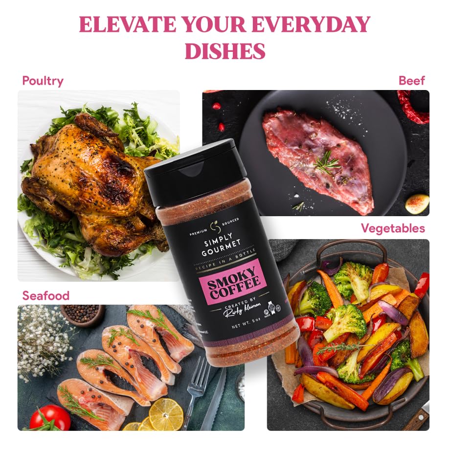 Simply Gourmet Chef-Crafted Premium Spice Blends & Seasonings - Smokey Coffee Seasoning - All Purpose Spices - 5 oz