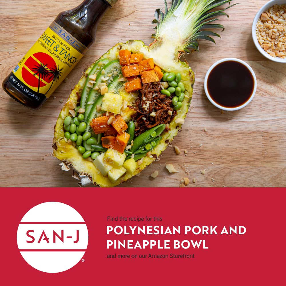 San-J Sweet and Tangy Gluten Free Sauce - Glaze Sauce, Polynesian Sauce, Perfect for Spring Roll Sauce, Polynesian Sauce Chicken, Non-GMO, Kosher - 10