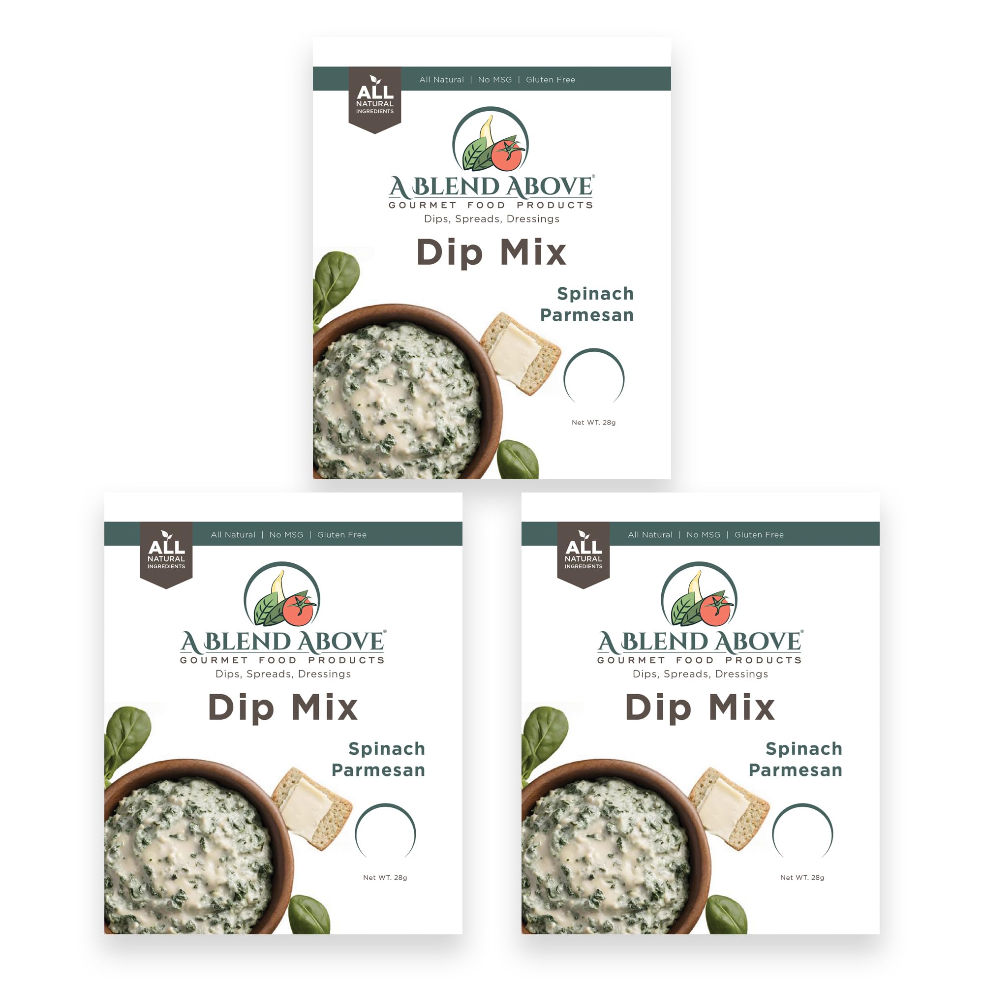 A Blend Above Spinach Parmesan Dip Mix, 1oz, (3 Pack), Gluten-Free, No MSG, All Natural, No Preservatives, Vegetable Dip, Keto Friendly, Low Carb