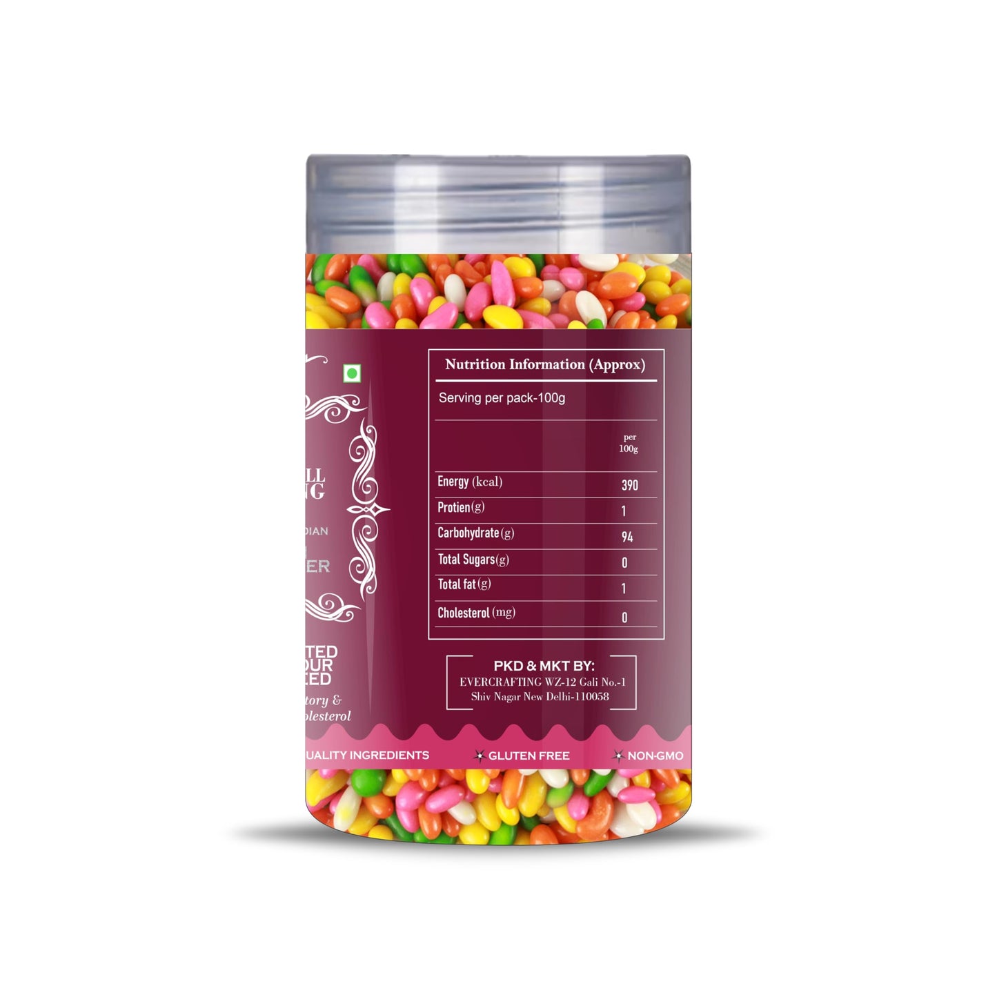 Blessfull Healing Sugar Coated Multicolour Fennel Seed 5 Oz(Ounce) Airtight Container With Spoon