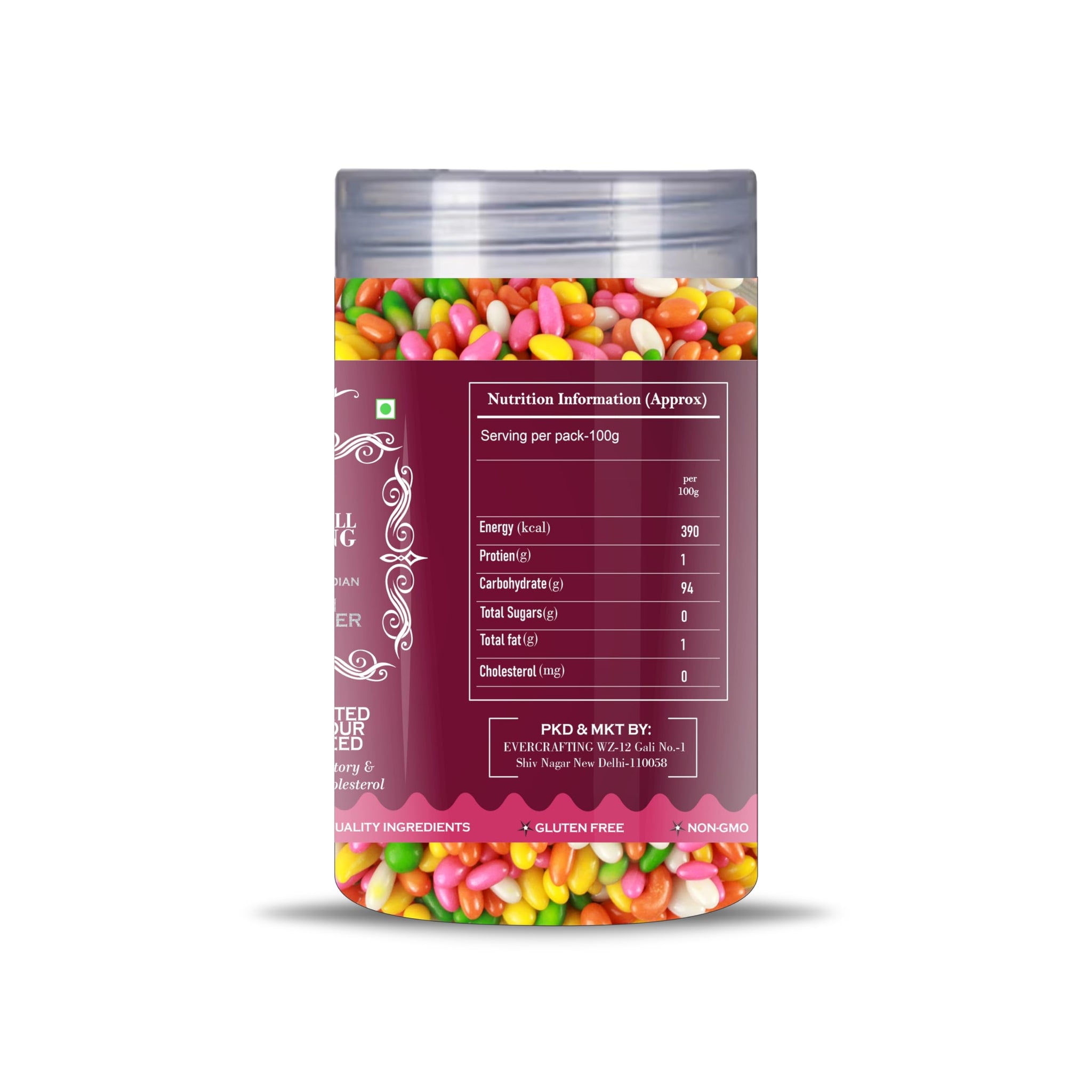 Blessfull Healing Sugar Coated Multicolour Fennel Seed 5 Oz(Ounce) Airtight Container With Spoon