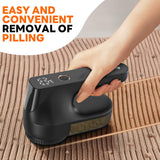 Fabric Shaver - Ziitty Lint Remover for Clothes, Sweater Defuzzer with LCD Display, 3-Speeds, 6-Blade, Type-C Rechargeable, Sweater Shaver to Remove