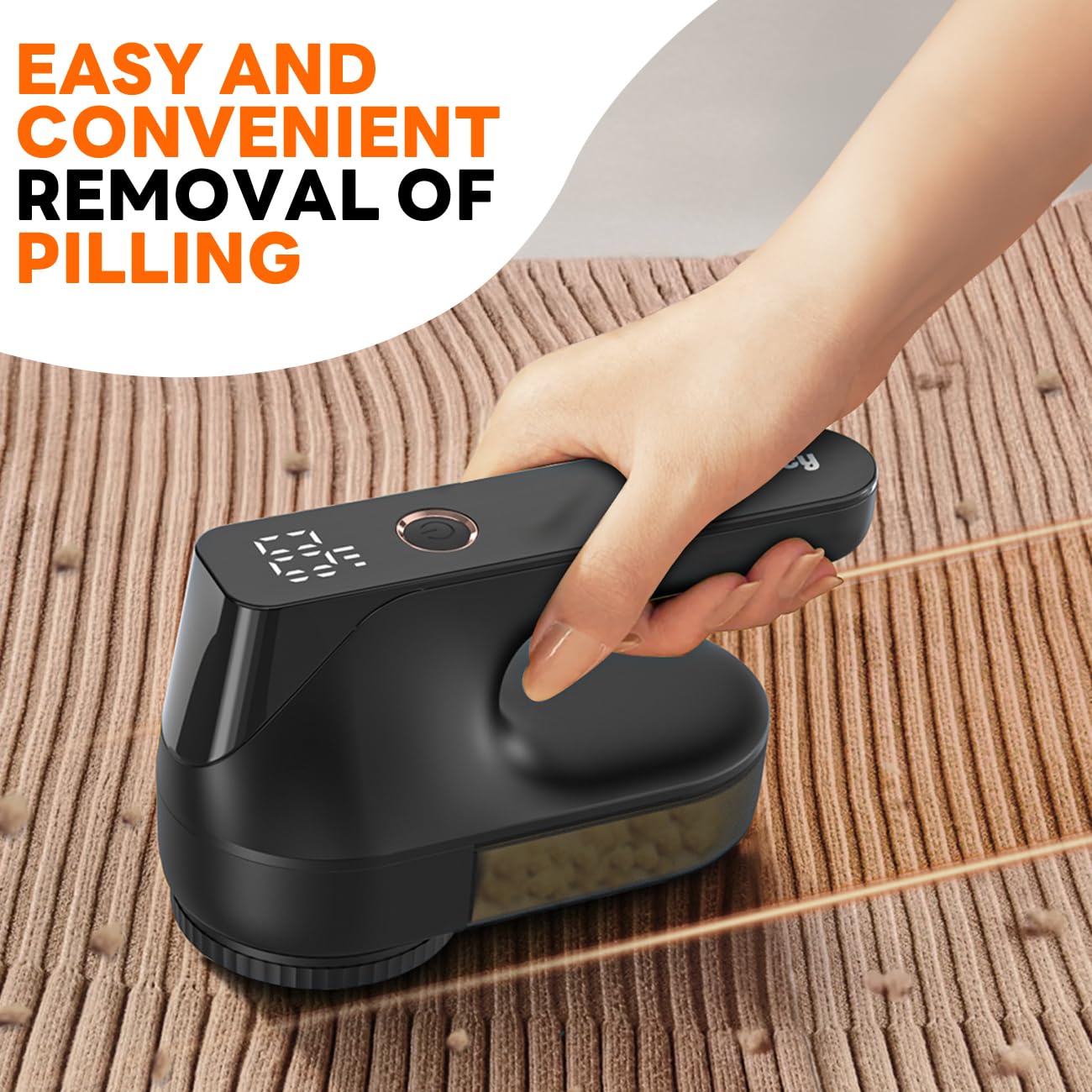 Fabric Shaver - Ziitty Lint Remover for Clothes, Sweater Defuzzer with LCD Display, 3-Speeds, 6-Blade, Type-C Rechargeable, Sweater Shaver to Remove