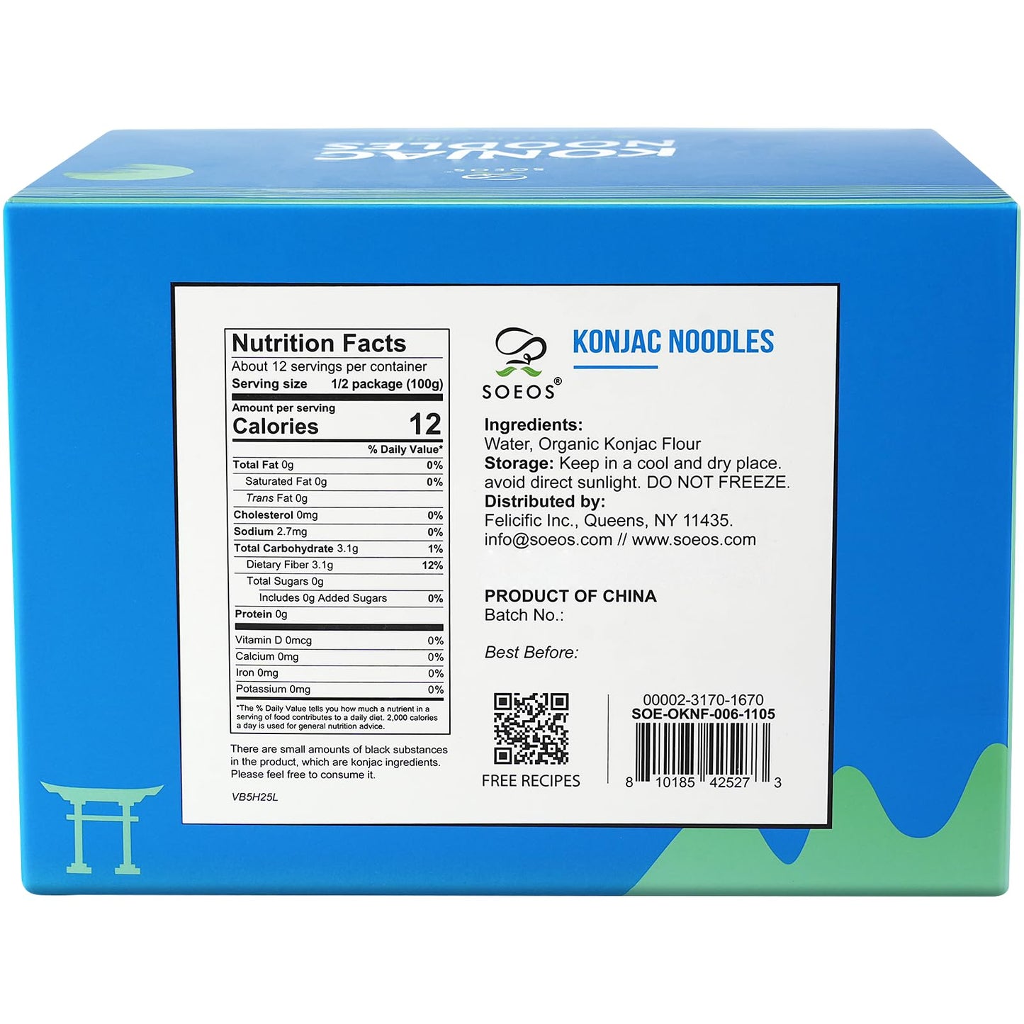 Soeos Organic Konjac Noodles, Fettuccine, 9.5oz (270g) 6 Packs, Kosher, Sugar Free, Gluten Free, Low Calorie, Low Carb Pasta, Shirataki Noodle