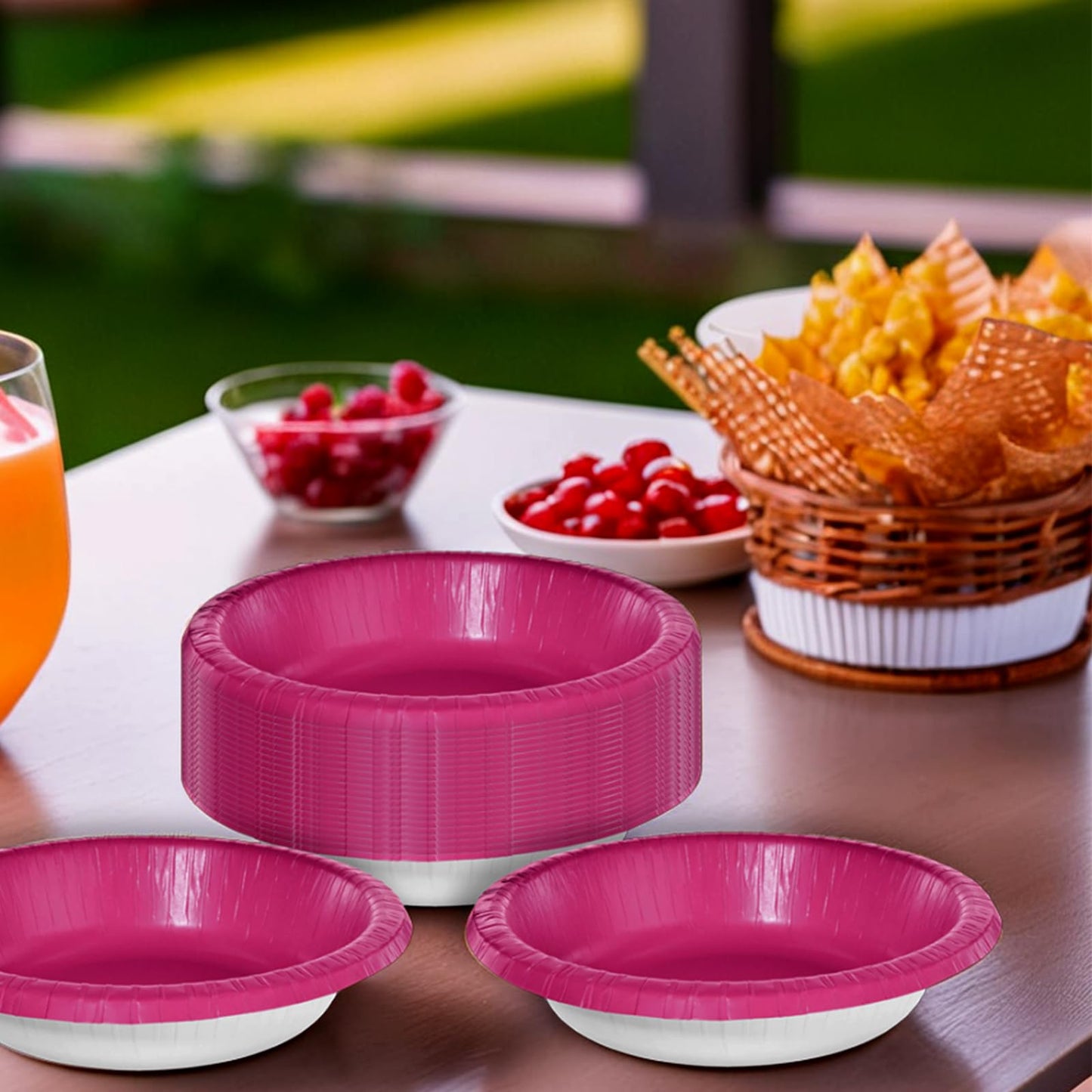 Paper Bowls - 20 oz. - Vibrant & Eco-Friendly Bowls - Ideal for Parties, Events & Special Occasions, Bright Pink, Pack of 20