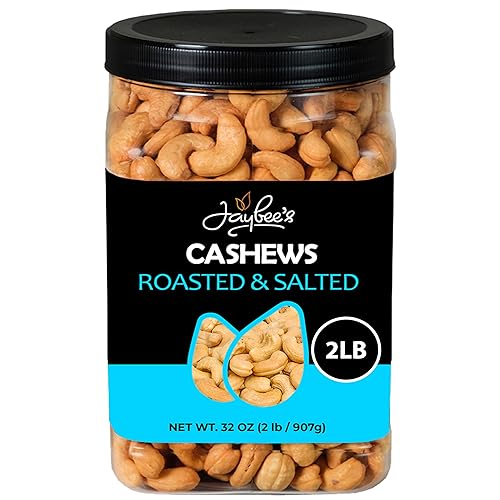 Jaybee’s Roasted Salted Whole Cashews - 32 oz (2 lbs) Resealable Bag - Kosher Protein Snack, Vegan & Keto Friendly - Great for Baking, Cooking