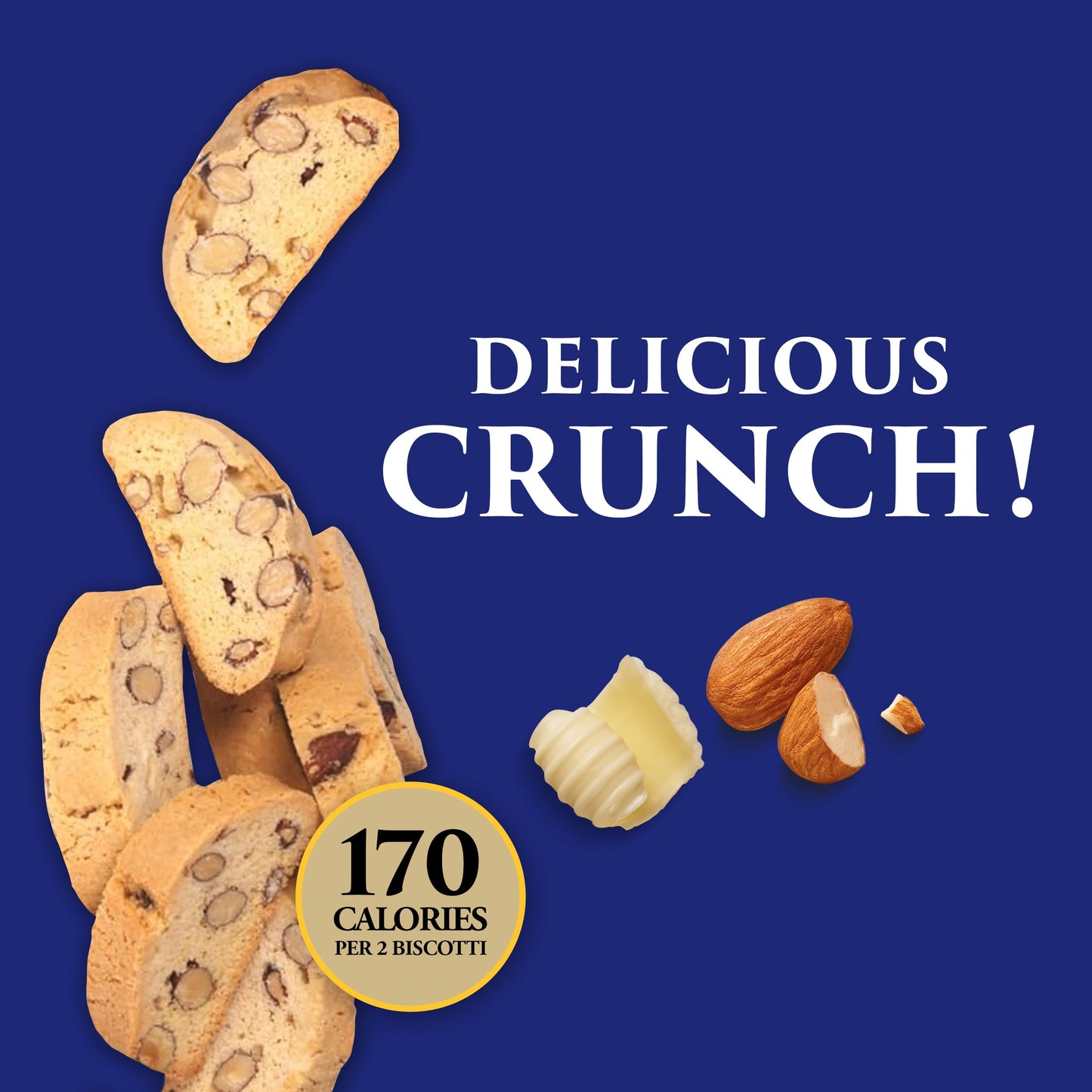 La Dolce Vita Classic Almond Italian Biscotti Cookie Snacks with Whole Almonds, 40 oz. Jar, 30 Servings (Pack of 1)