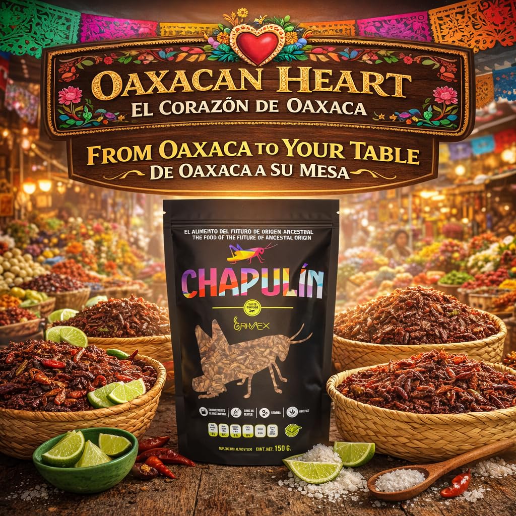 Chapulines Horneados Naturales (Baked Natural Grasshoppers)Jumbo150g(5.3oz)Bag Authentic Oaxacan Ready-to-Eat Snack Traditional Exotic Mexican