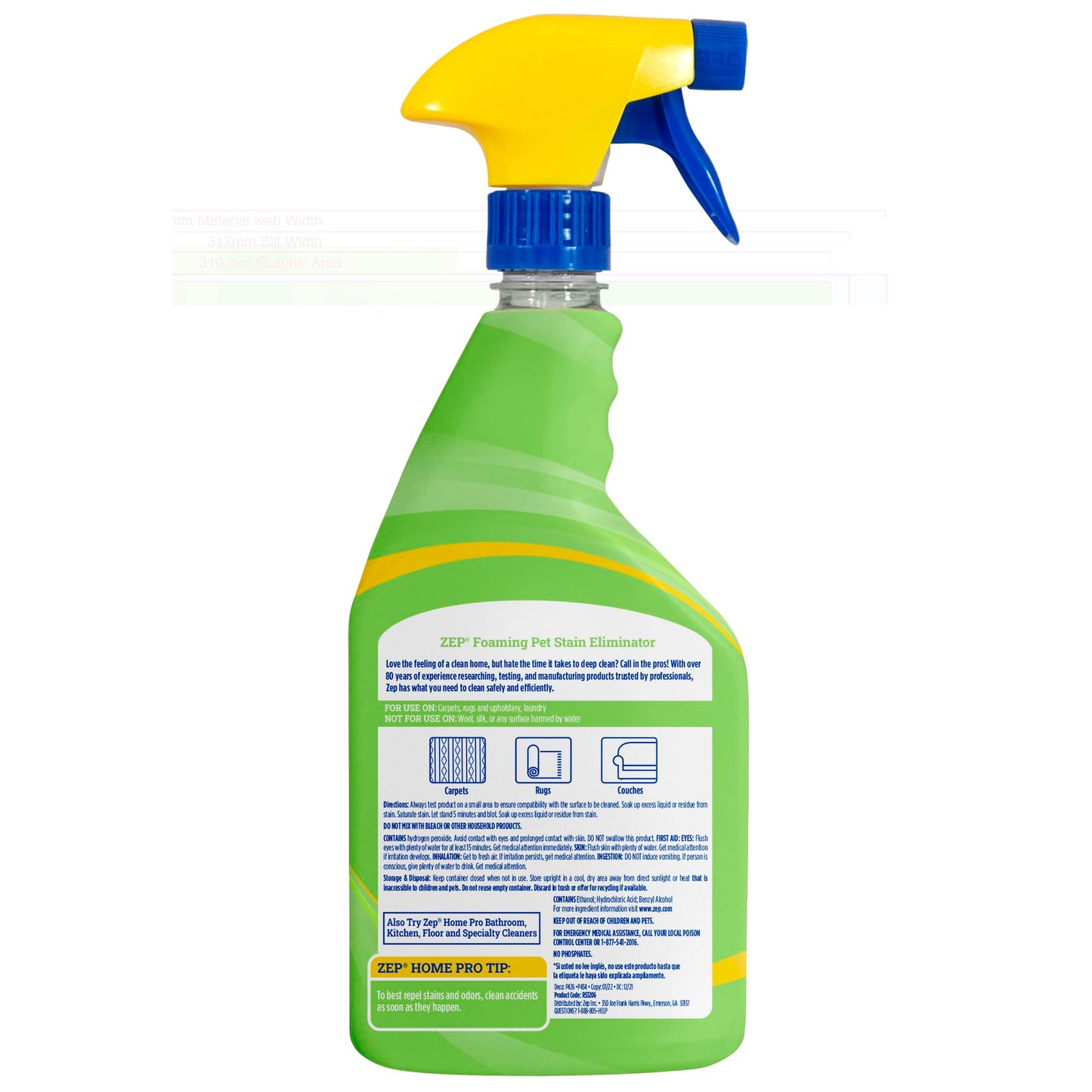 Zep Home Pro Foaming Pet Stain Eliminator - 24 Fl. Oz. - R53206 - Permanently eliminates indoor dog and cat odors from your home furnishings
