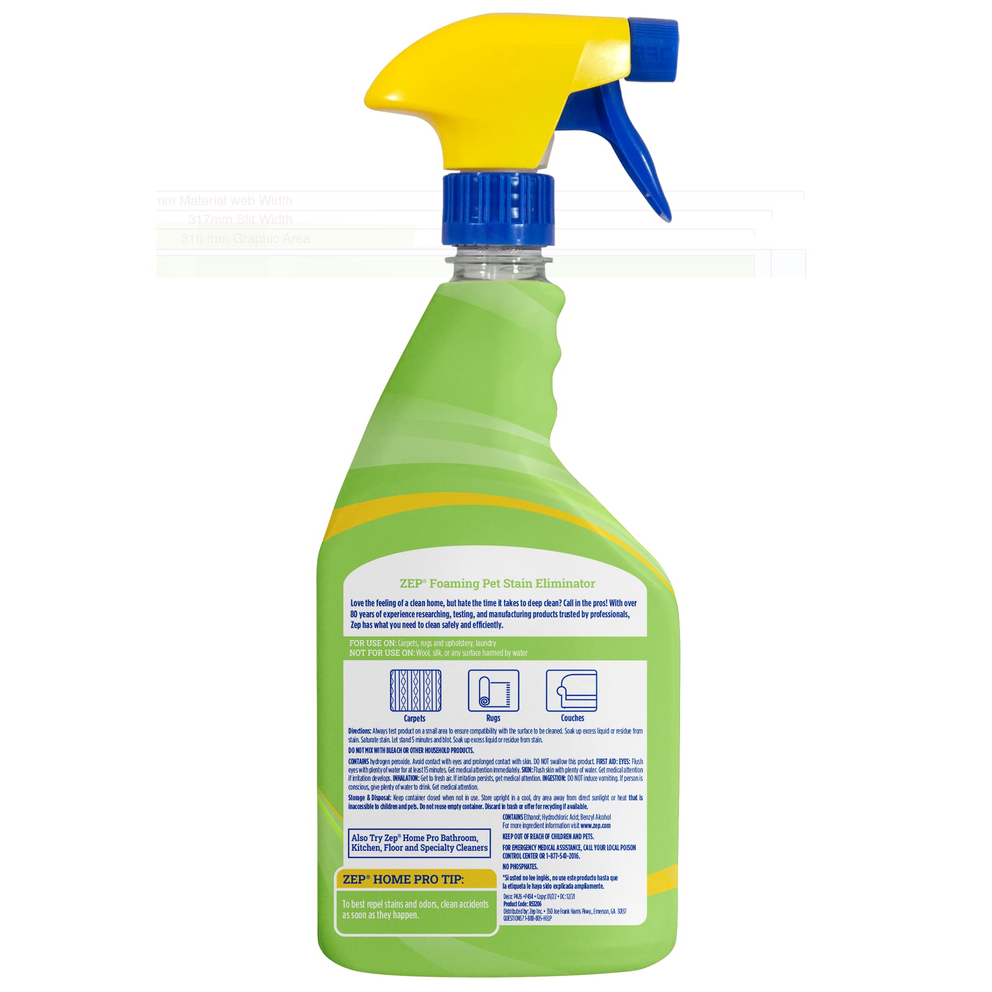 Zep Home Pro Foaming Pet Stain Eliminator - 24 Fl. Oz. - R53206 - Permanently eliminates indoor dog and cat odors from your home furnishings