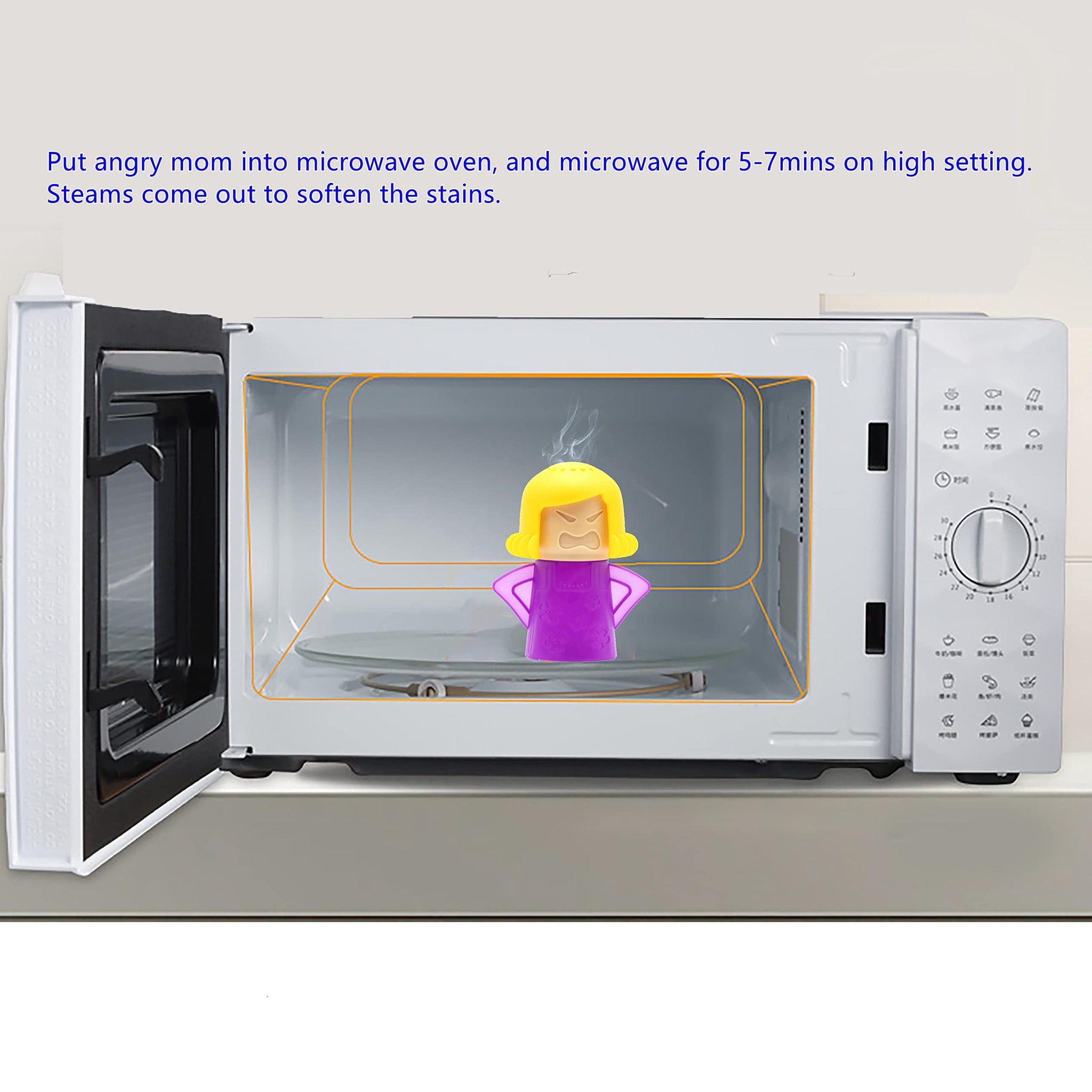 ZPCTECHGO Microwave Oven Cleaner, Angry Mom Microwave Cleaner, Steamer Cleaning with Vinegar and Water, Microwave Oven Cleaner for Kitchen Office