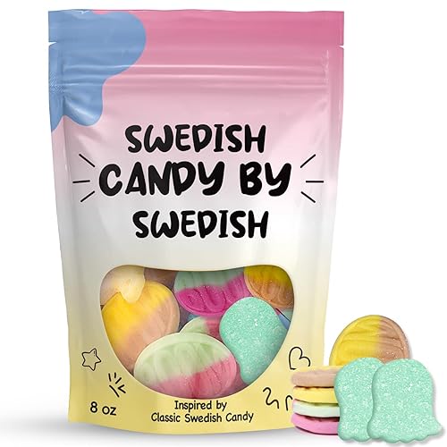 Swedish Candy Mix - Sour Gummies & Gummy Skulls, Vegan Chewy Candy Variety - Imported Scandinavian Treats in 8oz Resealable Bag - Fruity, Bouncy