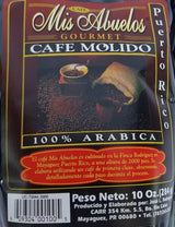 Cafe Mis Abuelos Puerto Rican Gourmet Ground Coffee - Caribbean Gourmet Coffee - 100% Arabic Beans - 100% from Puerto Rico (2 pack - 10oz each)