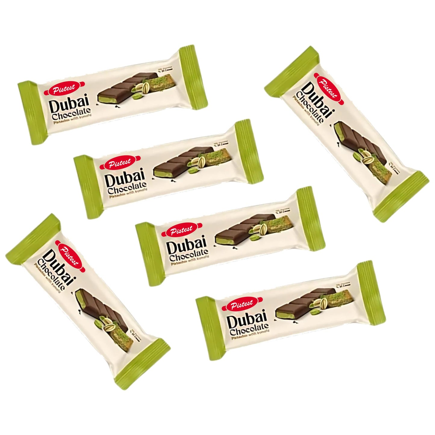 Dubai Kunafa Pistachio Chocolate Bars - Pack of 48 (27g Each) - Dubai Chocolate with Shredded Phyllo Dough - Freshly Made, 2.86 lbs - Ideal Gift