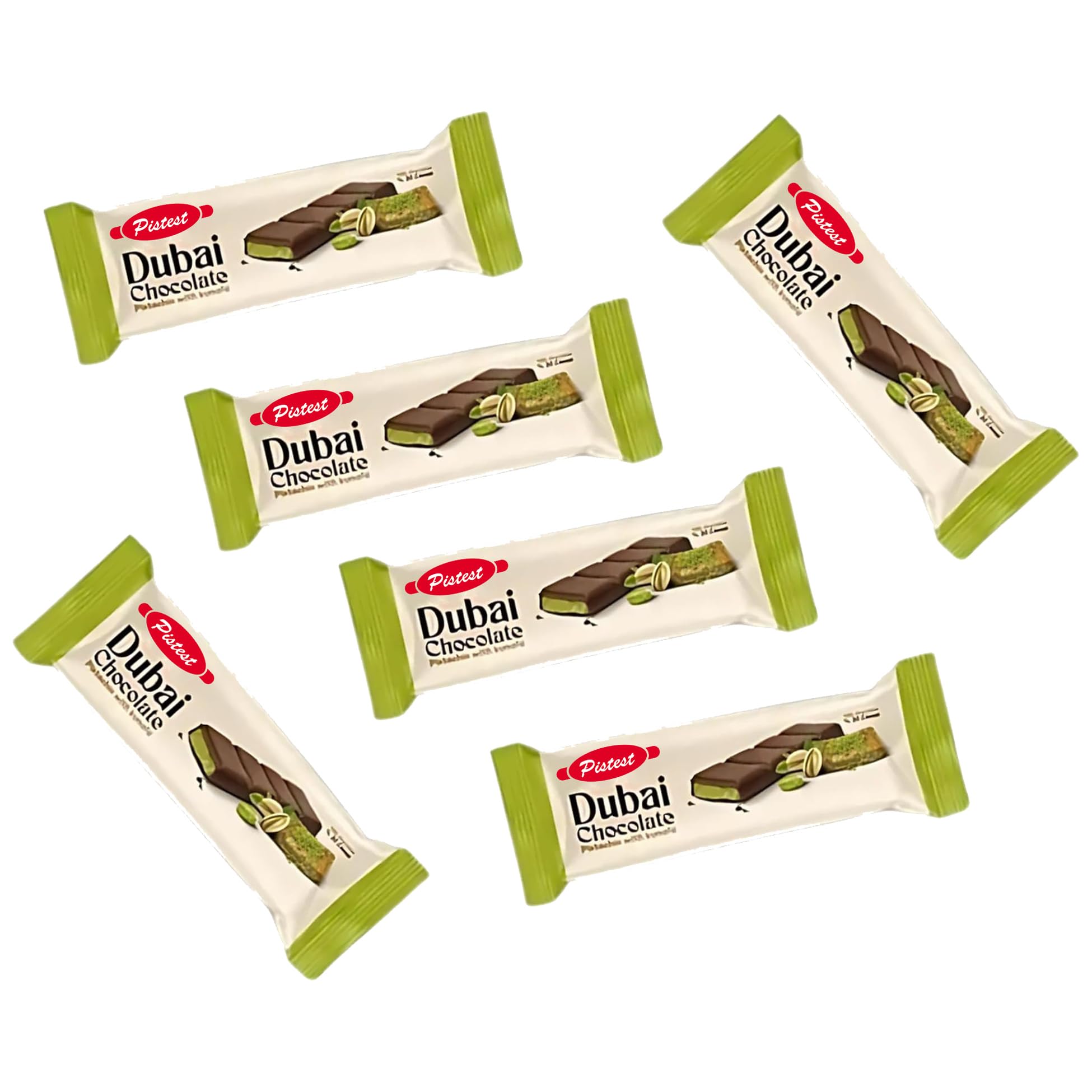 Dubai Kunafa Pistachio Chocolate Bars - Pack of 48 (27g Each) - Dubai Chocolate with Shredded Phyllo Dough - Freshly Made, 2.86 lbs - Ideal Gift