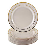DISPOSABLE PLASTIC SIDE PLATES 7.5" Glare Ivory/Gold (20 pc)